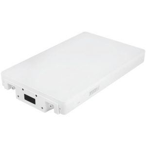 Araknis Networks 700 Series Outdoor Wireless Access Point featuring a rectangular white enclosure with a smooth surface, visible mounting holes, and a connector port on one end, photographed on a plain white background.