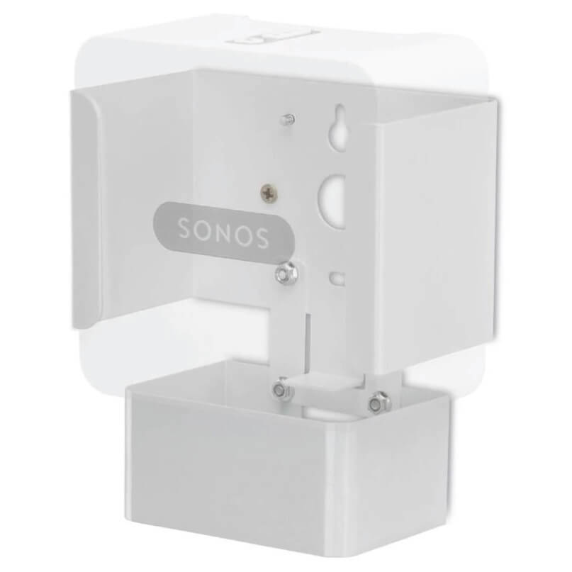The Alphason AS6003 Connect Wall Bracket is a white metal wall mount designed for a Sonos speaker, shown here as an empty bracket with visible mounting holes and attachment points.