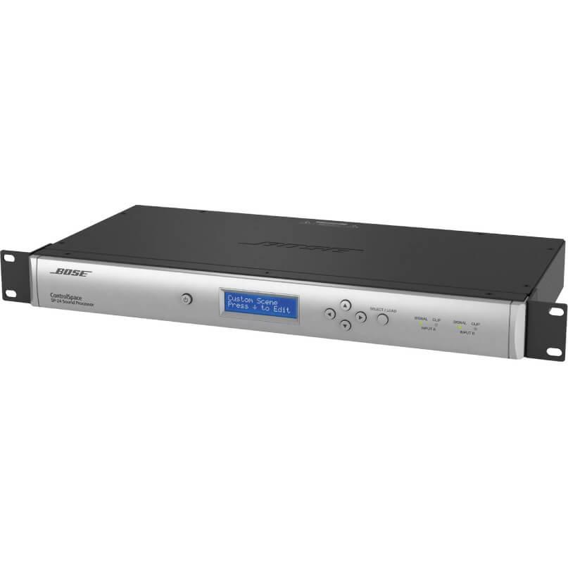 Bose Controlspace Sp-24 Sound Processor A bose controlspace sp-24 sound processor in a rack-mountable black and silver enclosure with an lcd screen and control buttons on the front panel.