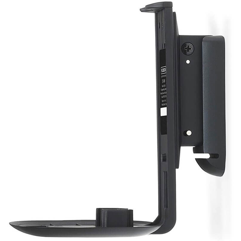 Flexson Wall Mount For Sonos One - Single Black flexson wall mount for sonos one, shown from the side, designed to securely hold a single small electronic device or accessory.