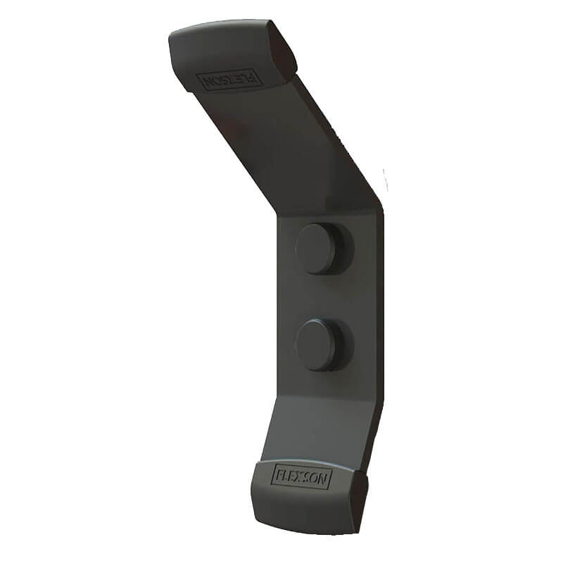 Flexson Wall Bracket For Sonos Move (Single) A black metal flexson wall bracket for the sonos move, featuring two mounting holes and the brand name “flexson” embossed on both ends.