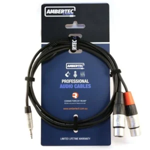 Ambertec Y cable REAN 3.5mm TRS plug 2 x XLR Female