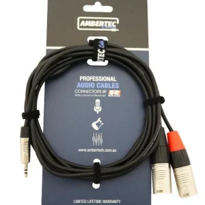 Ambertec Y cable REAN 3.5mm TRS plug 2 x XLR Male