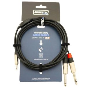 Ambertec Y cable REAN 3.5mm TRS plug 2 x 6.35mm TS plug